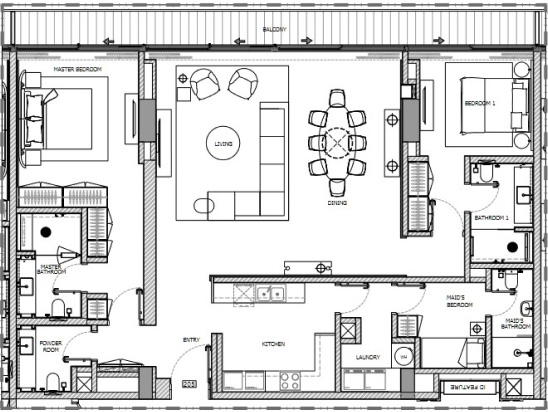 Floor  3 Bedroom Duplex Floor Plan